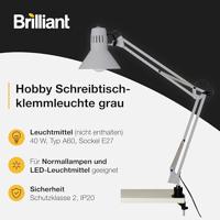 Brilliant Hobby 10802/11 Klemlamp LED E27 40 W Titaan - thumbnail