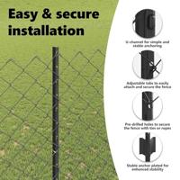 VidaXL Hek met paal grijs 1,5 x 10 m staal en pvc - thumbnail