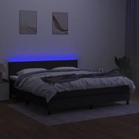 Boxspring met matras en LED stof zwart 180x200 cm - thumbnail