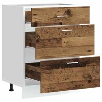 Keuken onderkast Lyon bewerkt hout oud houtkleurig - thumbnail