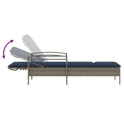 Ligbed met kussen grijs 63x200x81 cm poly rattan (alleen VS)