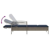 Ligbed met kussen grijs 63x200x81 cm poly rattan (alleen VS) - thumbnail