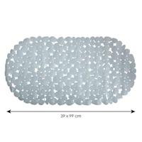 MSV Douche|bad anti-slip mat badkamer - pvc - grijs - 39 x 99 cm - thumbnail
