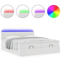 Ottoman bed met matrassen en LED's 180x200cm kunstleer wit - thumbnail