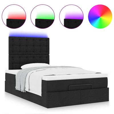 Ottoman bed met matras en LED's 100x200cm stof zwart