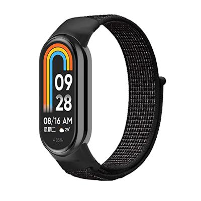 By Qubix - Sport loop nylon bandje - Zwart gemêleerd - Compatible met Xiaomi Smart Band 8 & 9 - Compatible Xiaomi bandje