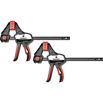 TOOLCRAFT 1544398-2 Set van 2 eenhandklemmen 150 x 85 mm Spanbreedte (max.):150 mm Afmeting, lengte: 380 mm Afm. werkbereik:85 mm