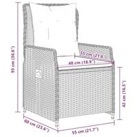 Tuinstoelen 2 st verstelbaar poly rattan zwart - thumbnail
