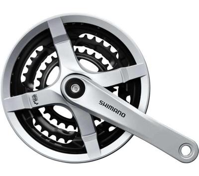 Shimano crankstel 6/7/8 speed tourney fc-ty501 met 170mm crankarm 48 x 38 x 28t met kettingscherm zilver