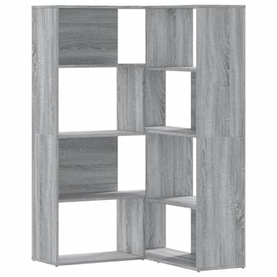 Boekenkast 4-laags hoek 85x85x140 cm bewerkt hout grijs sonoma