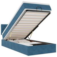 Ottoman bed met matras 100x200 cm fluweel donkerblauw - thumbnail