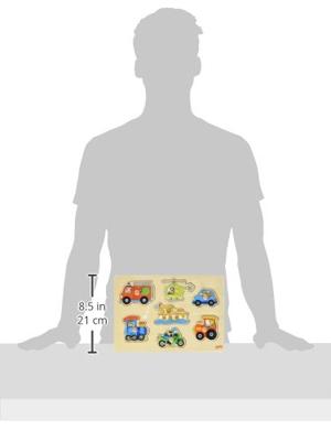 Goki houten noppenpuzzel voertuigen, 7st.