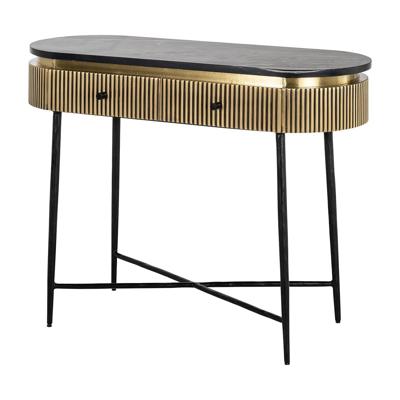 Richmond Sidetable 'Ironville' Marmer en Brass, 100cm