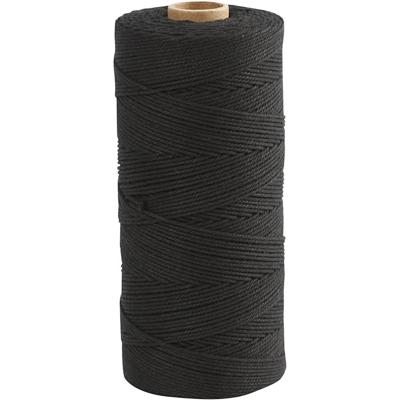 Creativ Company Macramé koord, l: 315 m, dikte 1 mm, dunne kwaliteit 12/12, zwart, 220 gr/ 1 bol