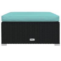 9-delige Loungeset met kussens poly rattan zwart - thumbnail