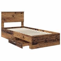 Bedframe met hoofdeinde Oudhout 90 x 200 cm Bewerkt hout - thumbnail