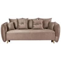 Beliani - VALLANES - Slaapbank met opbergruimte - Bruin - Fluweel - thumbnail