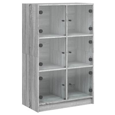Hoge kast met deuren 68x37x109 cm bewerkt hout grijs sonoma