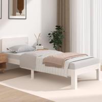 Bedframe massief hout wit 75x190 cm - thumbnail