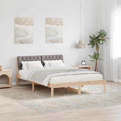 Bedframe Bruin en taupe 135 x 190 cm Massief grenenhout