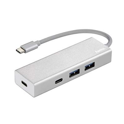 Hama USB 3.1 Type-C Hub, 4-voudig (2x USB-A, 2x USB-C, 5Gbit/s Super-Speed Data Transfer, voor PC/Mac/Laptop/Tablet met USB-C-/Thunderbolt 3-aansluiting, aluminium) externe USB-verdeler, multi-USB-hub