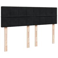 Ottoman bed met matras 140x190cm fluweel zwart - thumbnail