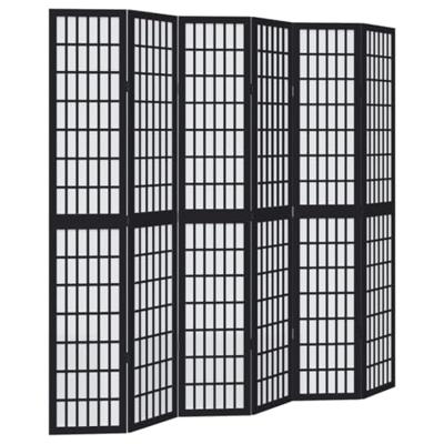 Kamerscherm met 6 panelen massief paulowniahout zwart