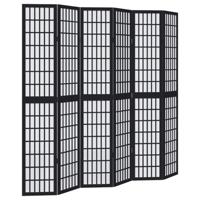 Kamerscherm met 6 panelen massief paulowniahout zwart - thumbnail