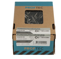 Proftec Tuinhoutschroef Rvs-410 Lk Zwarte Kop +Snijpunt Torx TX20 4.0X50/30 | 200 stuks - 5207.31.25905 - thumbnail