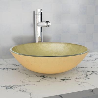 VidaXL Wasbak gehard glas 42 cm goud