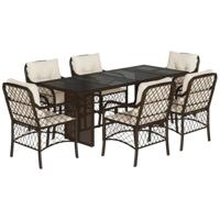 7-delige Tuinset met kussens poly rattan bruin - thumbnail