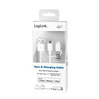 LogiLink USB-kabel USB 2.0 USB-A stekker, USB-micro-B stekker, Apple Lightning stekker 1.00 m Wit CU0118 - thumbnail