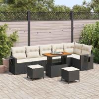 Tuinbankenset met kussen 11 pcs Zwart en Crème poly rattan - thumbnail