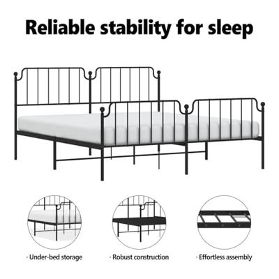 Bedframe met hoofd- en voeteneindemetaal zwart 193x203 cm