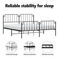 Bedframe met hoofd- en voeteneindemetaal zwart 193x203 cm - thumbnail