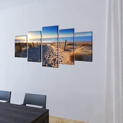 Canvas muurdruk set zandstrand 100 x 50 cm - thumbnail