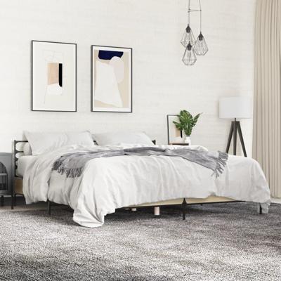 Bedframe bewerkt hout metaal sonoma eikenkleurig 180x200 cm
