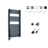 Elektrische Design Radiator Sanicare Plug & Play 111,8x60 cm Mat Zwart 730 Watt Met Chroom Thermostaat Links - thumbnail