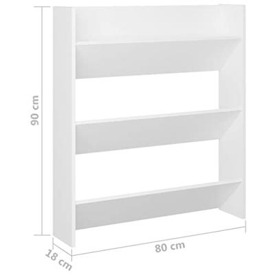 Wandschoenenkast 80x18x90 cm bewerkt hout wit - thumbnail