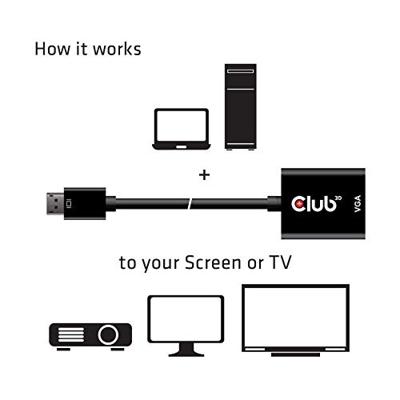 club3D CAC-2013 DisplayPort / VGA Adapter [1x DisplayPort stekker - 1x VGA-bus] Zwart