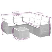 6-delige Loungeset met kussens poly rattan beige - thumbnail
