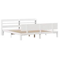 Bedframe met hoofdeinde zonder matras 200x200 cm wit - thumbnail