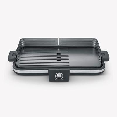 Verstelbare plancha tot 230°C - SEVERIN PG8564 - Verwijderbare antiaanbakplaat - Elektrische grill met vetopvangbak - Zwart - thumbnail