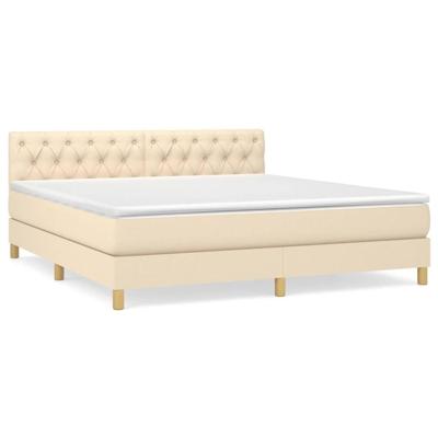 Boxspring met matras stof crèmekleurig 160x200 cm