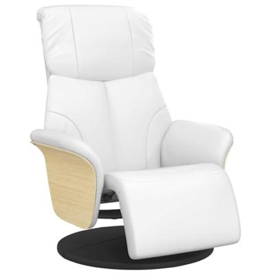 Fauteuil verstelbaar met voetensteun kunstleer wit