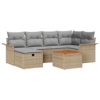 Tuinbankenset met kussen met opslag 7 pcs Beige Poly riet - thumbnail