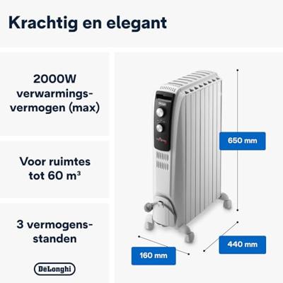 Delonghi TRD40820 Dragon 4 Oliegevulde Radiator Wit/Zwart