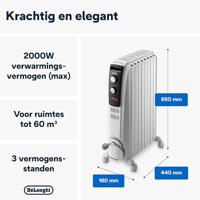 Delonghi TRD40820 Dragon 4 Oliegevulde Radiator Wit/Zwart - thumbnail