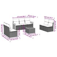 7-delige Loungeset met kussens poly rattan grijs - thumbnail