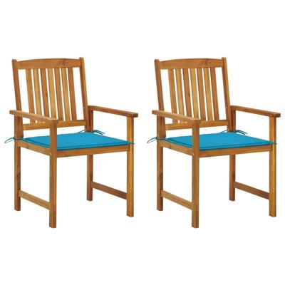 Tuinstoelen 2 st met kussens massief acaciahout